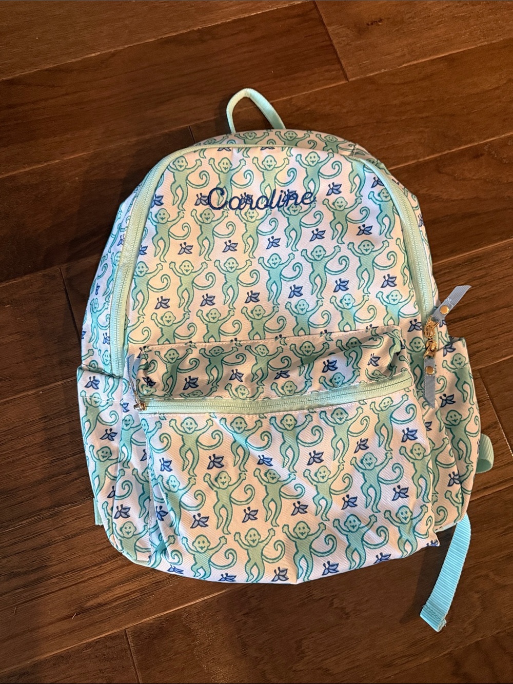 Roller Rabbit Mint Colby Monkey Kids Backpack - Caroline